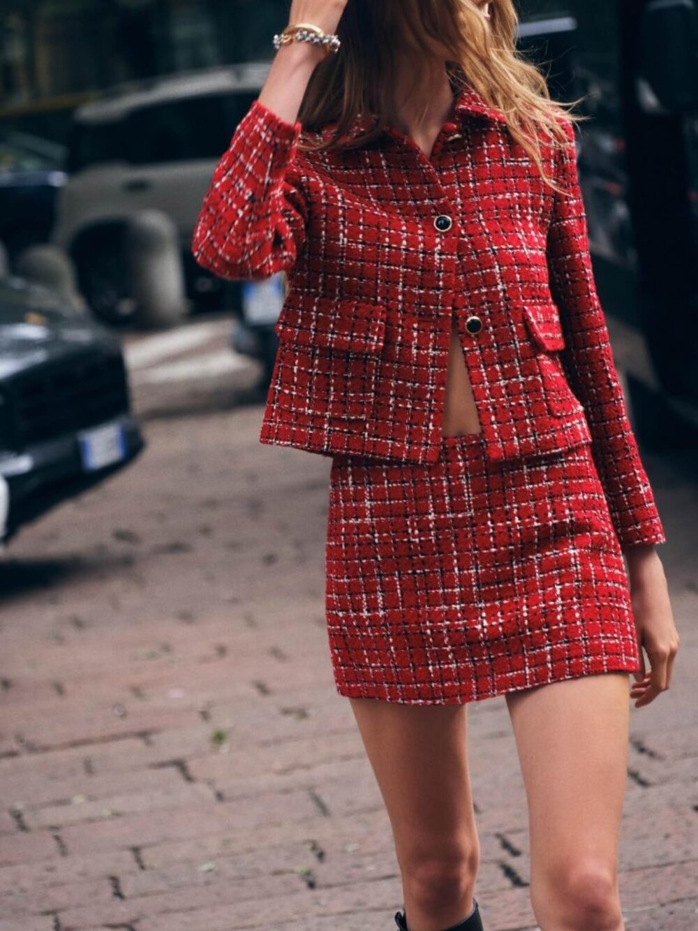 Zara Red Tweed Skort